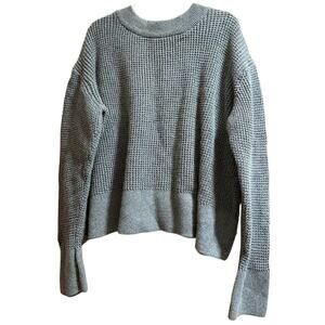 Vetta Gray Waffle Knit Size Large Long Sleeve Sweater